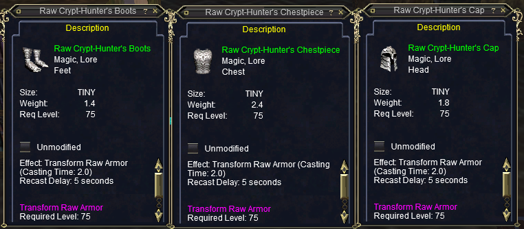 Raw Crypt Hunter Gear